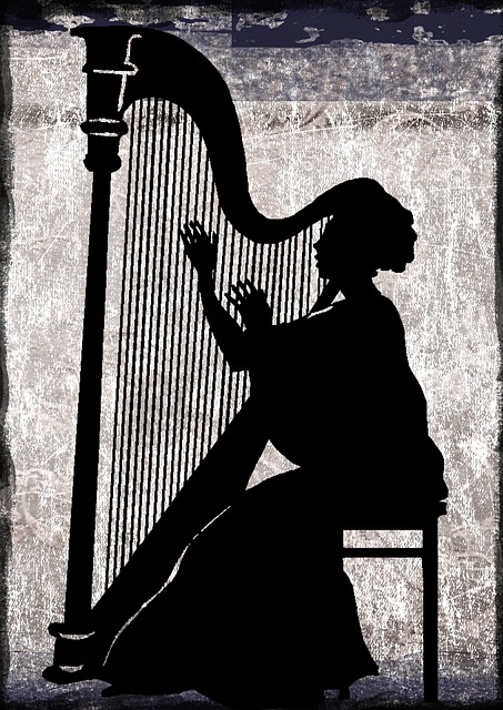 Free classical harp silhouette illustration
