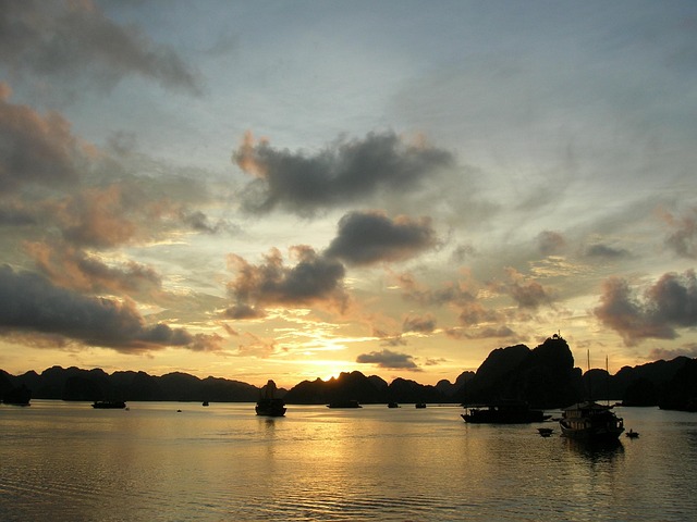 Zonsondergang, Wolken, Horizon, Zee