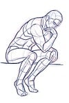 thinker, male, sitting