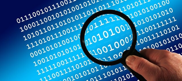 Free binary magnifying glass hand illustration