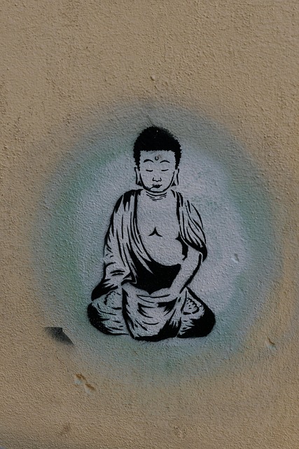 Graffiti, Buddha, Yoga, Streetart, Mönch