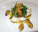 monkfish, steamed, poached
