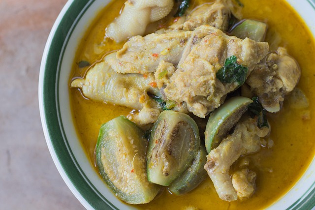แกง, แกงเขียวหวาน, ไก่, มะเขือ, อาหาร