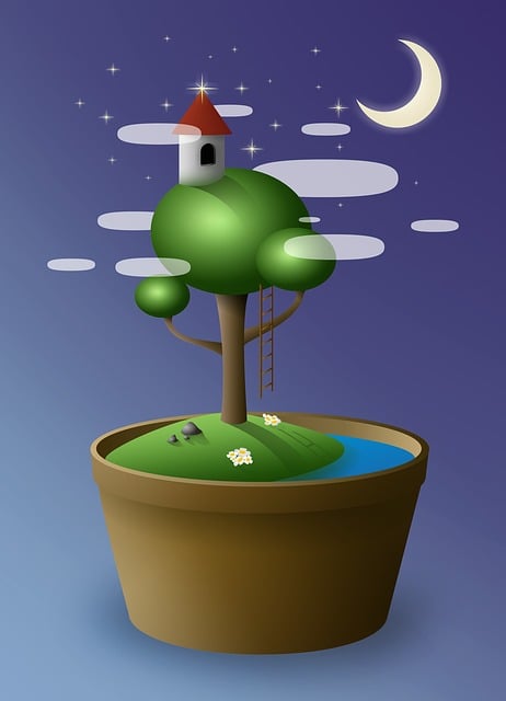 Free tree bonsai vase illustration