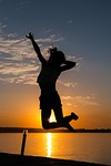 girl, jumping, back-light
