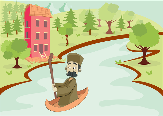 Free boat man river vector