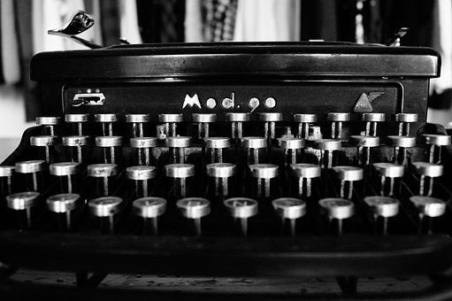 Typewriter, Typing, Black And White