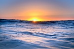 sunset, beach, water