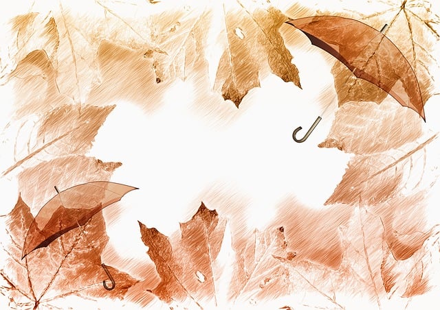 Free bokeh fall umbrella illustration