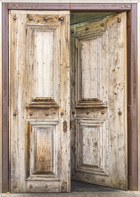 Porta, Textura De Madeira, Entreaberta