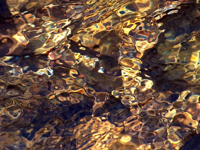 Agua, Reflexão, Dourado, Textura, Fundo