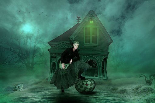 Free Mysterious House Woman illustration and picture