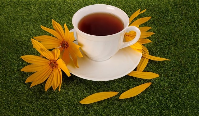 Free tea cup grass illustration