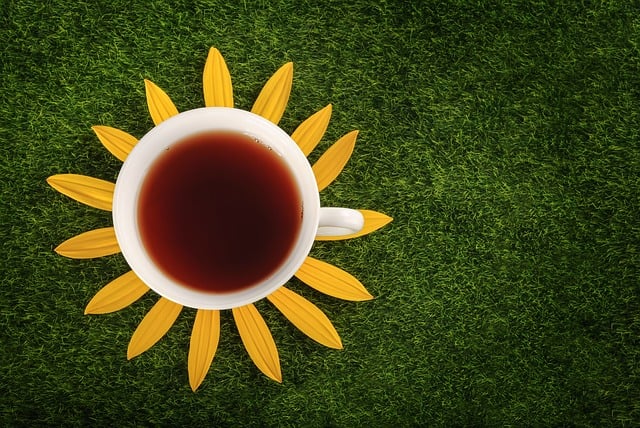 Free tea cup grass illustration