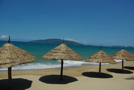 Strand, Meer, Sonne, Schirm, Wasser