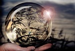 glass ball, hand, ball