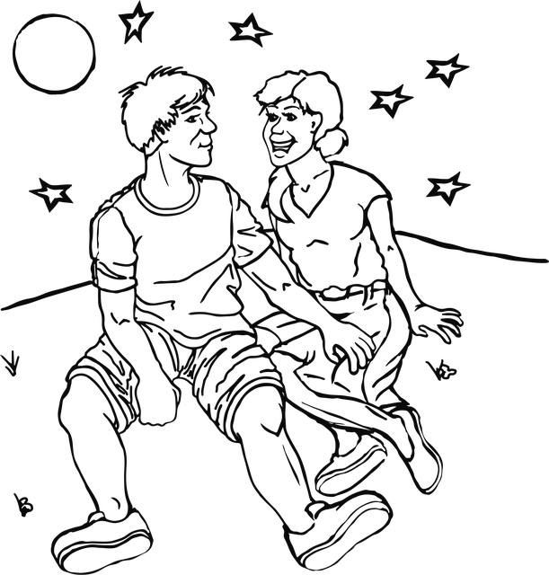 Free Line Art Boy vector and picture