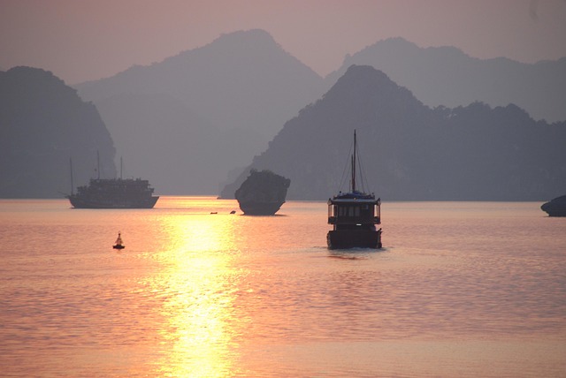 Bucht, Halong, Vietnam, Meer, Wasser