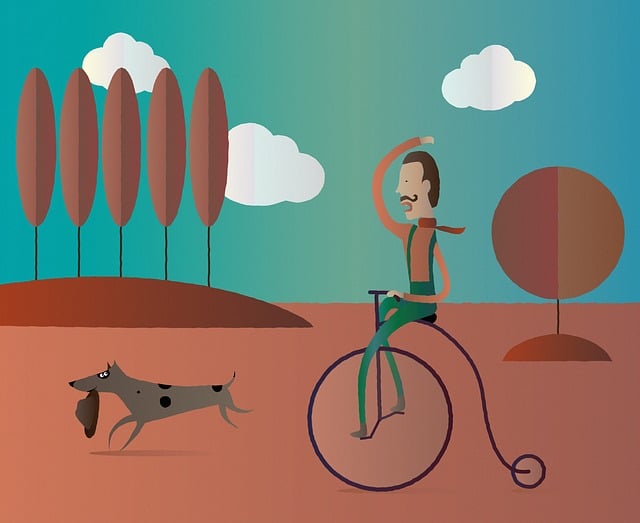 Free autumn walk sunny day cyclist illustration