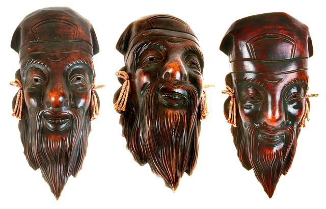 Free masks wooden masks souvenirs illustration