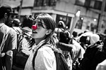 red nose, color splatter, joy