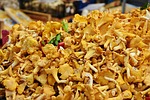 real chanterelles, mushrooms, egg sponge