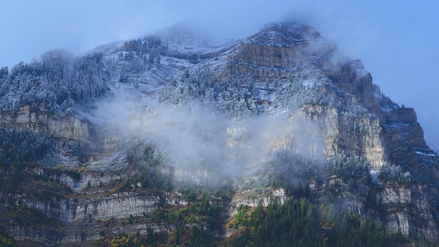 Montañas, Niebla, Nieve, Nube, Luz