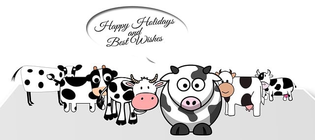 Free christmas cows cartoon illustration
