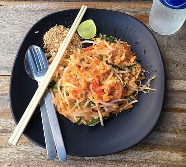 食べる, パッドタイ, アジア
