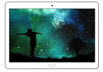 tablet, moon, woman