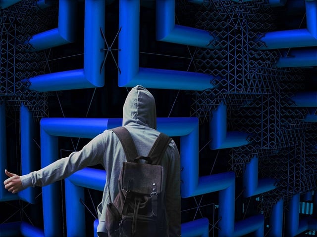 Free labyrinth blue futuristic illustration