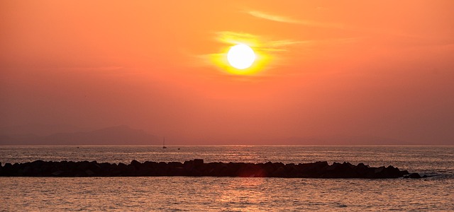 Free Sunset Breakwater photo and picture