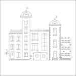 city, vector, drawing