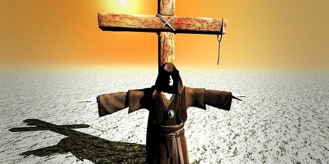 Free priest cross desert illustration