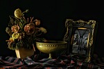 the framework, vase, flowers