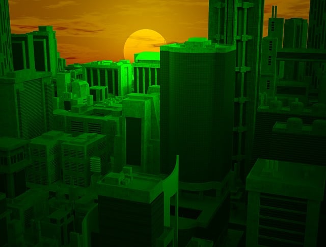 Free city urban sunset illustration