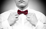 portrait, bow tie, red