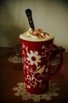 coffee, floral, tatting