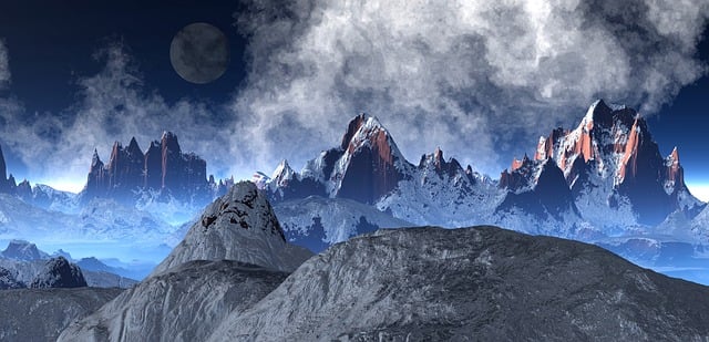 Free mountains moon earth illustration
