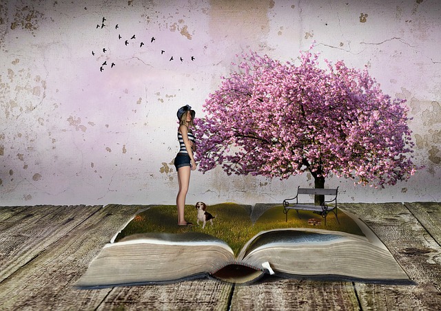 Landschaft, Baum, Blüten, Buch, Frühling