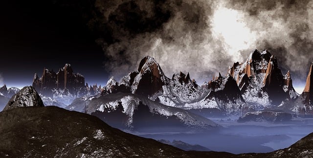 Free mountains moon earth illustration