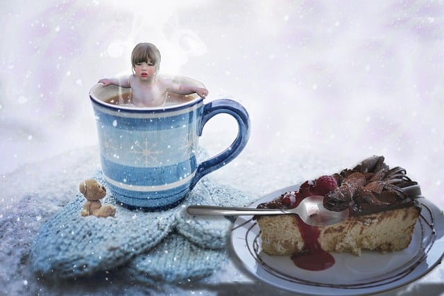 Free child cup of coffee assembly illustration