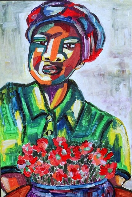 Free painted woman acrylic paint canvas illustration