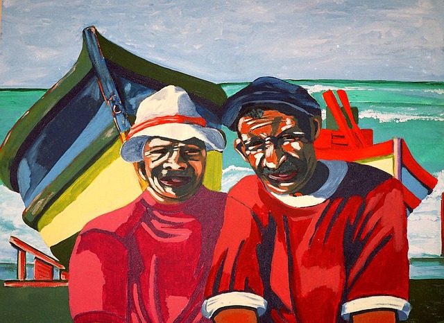 Free seamen painted acrylic paint sea side illustration