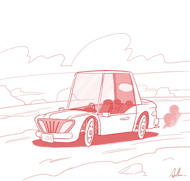 Carro, Bosquejo, Caricatura, Viaje