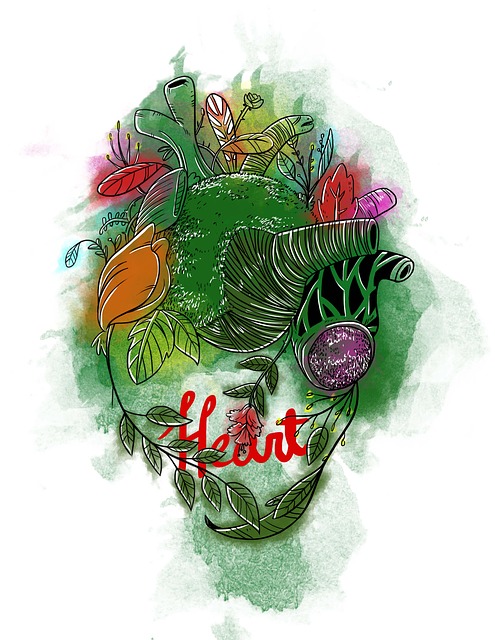 Corazón, Acuarela, Verde