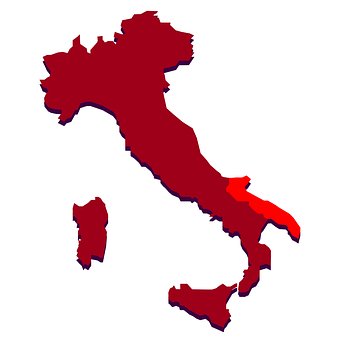 Puglia, Mapa, Italia, Ilustración