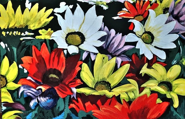 Free painted daisies acrylic paint bold illustration