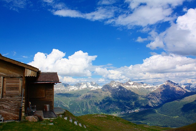 Chata, Vrch, Vysokohorský, Engadin