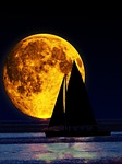 night, moon, lake